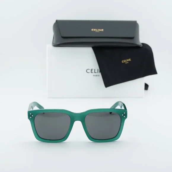 Celine CL40248I 96A Square Sunglasses - Glossy Green/Grey - Picture 2 of 10